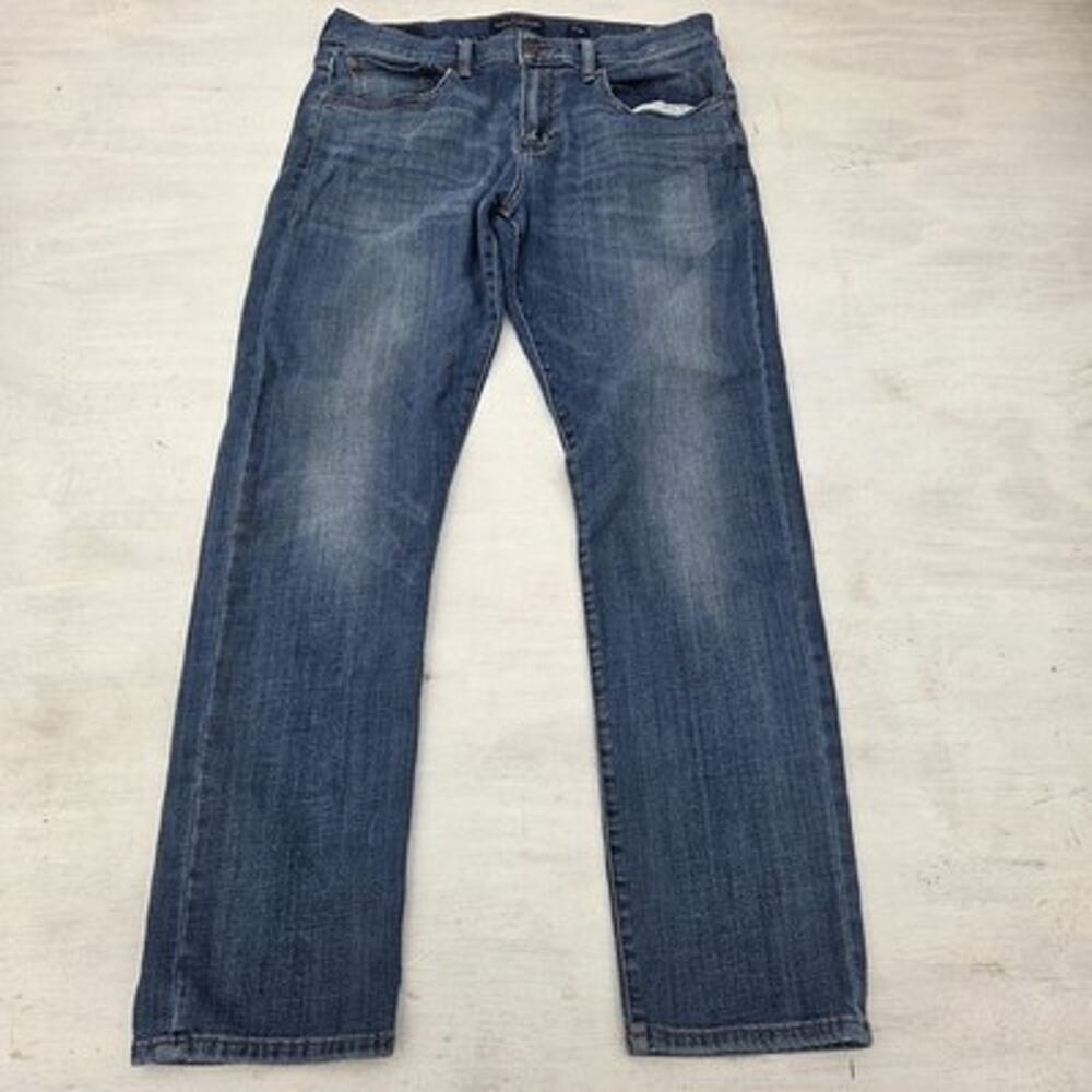 Lucky Brand 110 Skinny Jeans Mens 34x30 Dark Wash Blue Stretch Distressed
